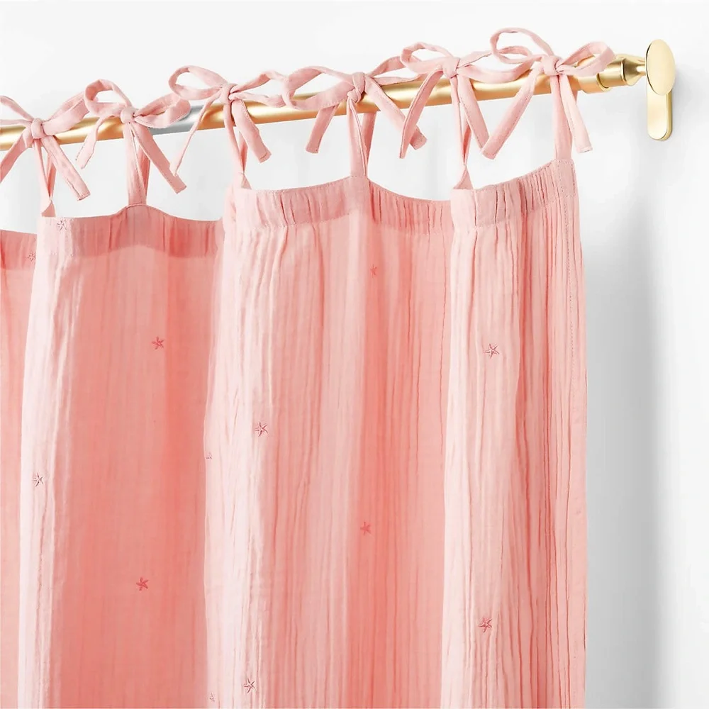 Aldrin Pink Organic Cotton Sheer Window Curtain 1/ Panel 44